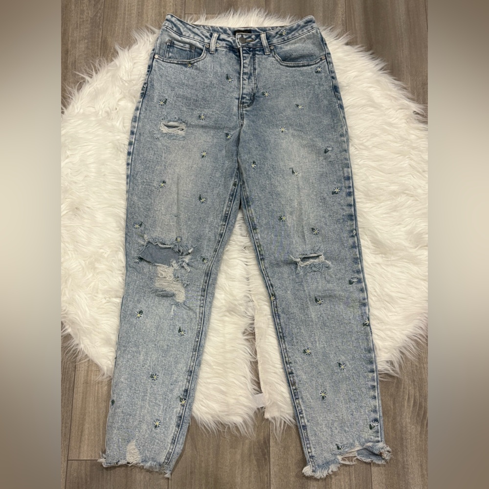 Material Girl Distressed Light Blue Jeans Size 7